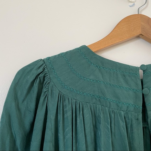 NWT Topshop Green Jacquard Midi dress Prairie dress size 4 - Picture 8 of 16